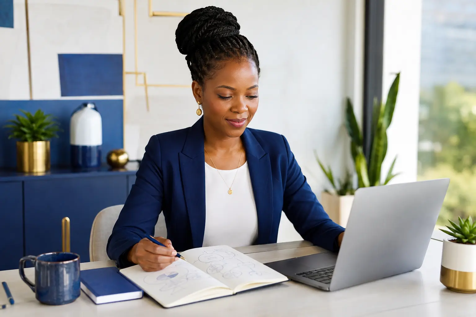 Entrepreneur planning a digital business strategy